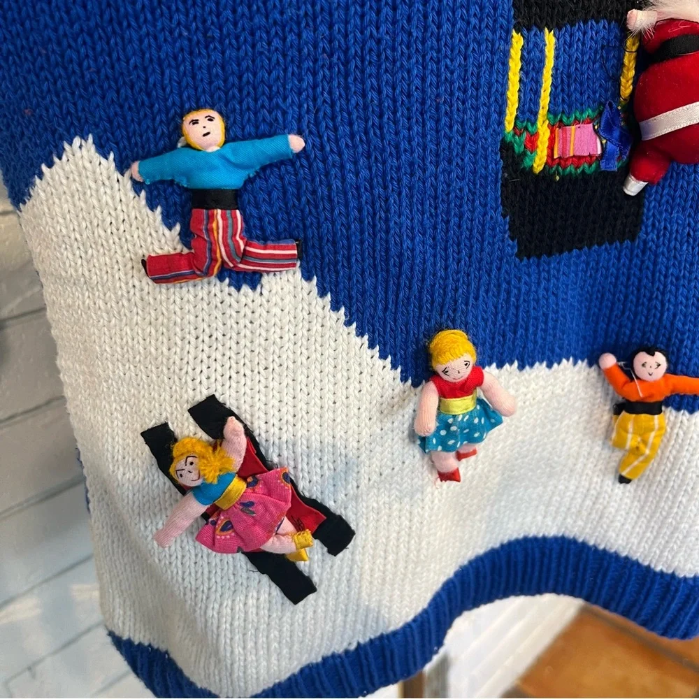 Vintage 90s Raquel Collection Peru Santa Balloon Christmas Sweater Womens M